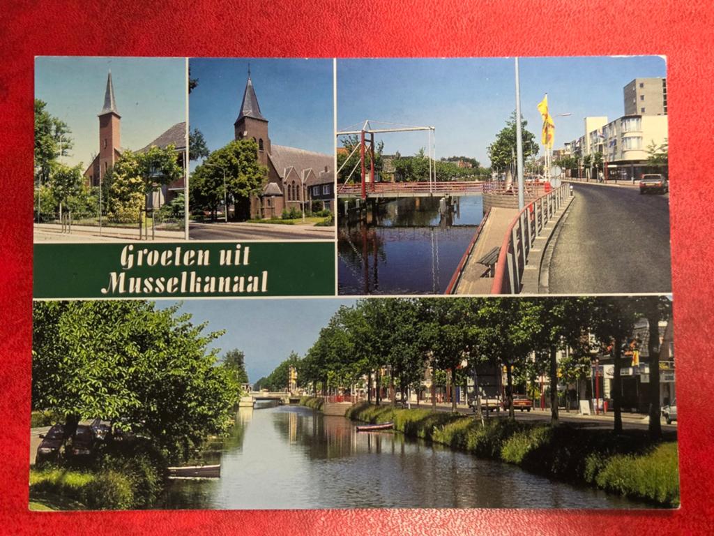 Musselkanaal bij Stadskanaal 4-luik, Verzamelen, Ansichtkaarten | Nederland, Ophalen of Verzenden, 1940 tot 1960
