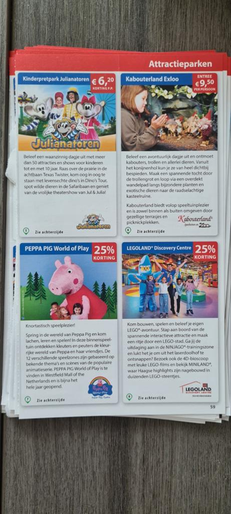Postcodeloterij verschillende voordeelbonnen ( zie foto's), Drie personen of meer, Kortingsbon