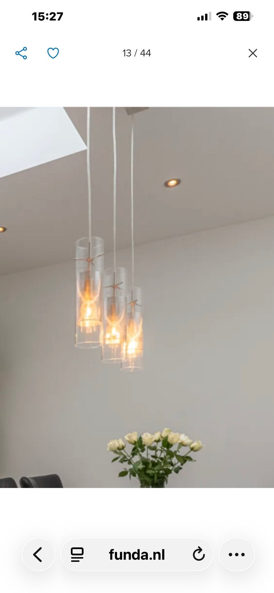 Moderne hanglamp met glazen kelken - 3 lichts, Huis en Inrichting, Lampen | Hanglampen, Ophalen, Zo goed als nieuw, Glas, E14 (klein)
