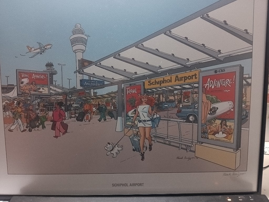 Franka poster Schiphol (Henk Kuijpers), Met lijst, Rechthoekig Liggend, Nieuw, Ophalen of Verzenden