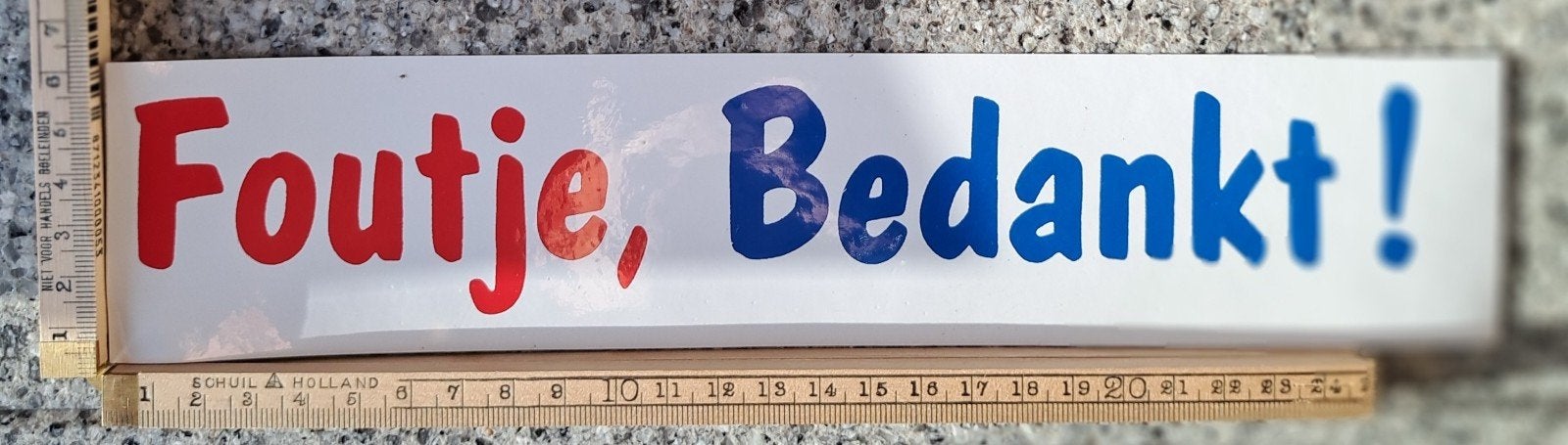 Iconische Vintage autosticker sticker Foutje, Bedankt reclam, Ophalen of Verzenden