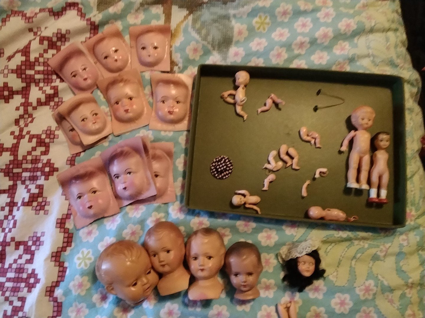 Vintage papier-maché poppenkoppen - zelf poppen maken, Verzamelen, Poppen, Ophalen of Verzenden, Gebruikt, Overige typen