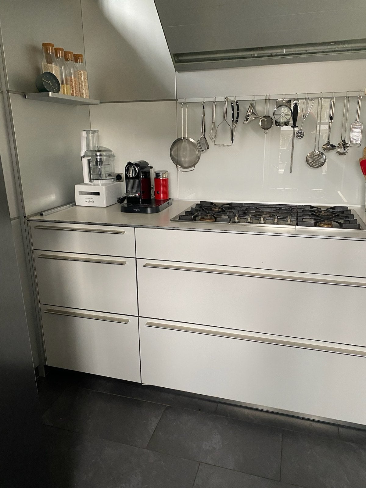 Bulthaup B3 Stang Keukengerei Zilver Aluminium 1 Meter, Zilver, Ophalen of Verzenden, Metaal, Overige merken