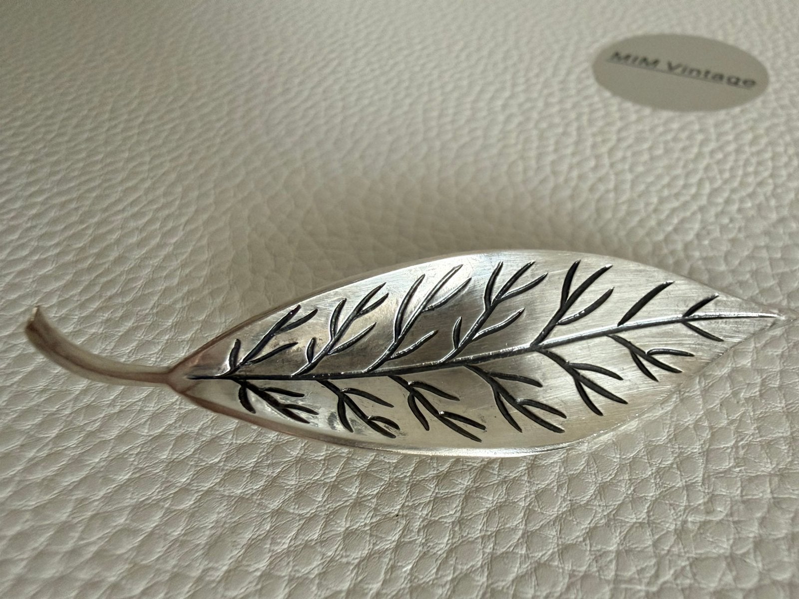 H356/Zilveren DAVID ANDERSEN Blad broche NOORWEGEN, Sieraden, Tassen en Uiterlijk, 4 tot 7 cm, Gebruikt, Verzenden, X