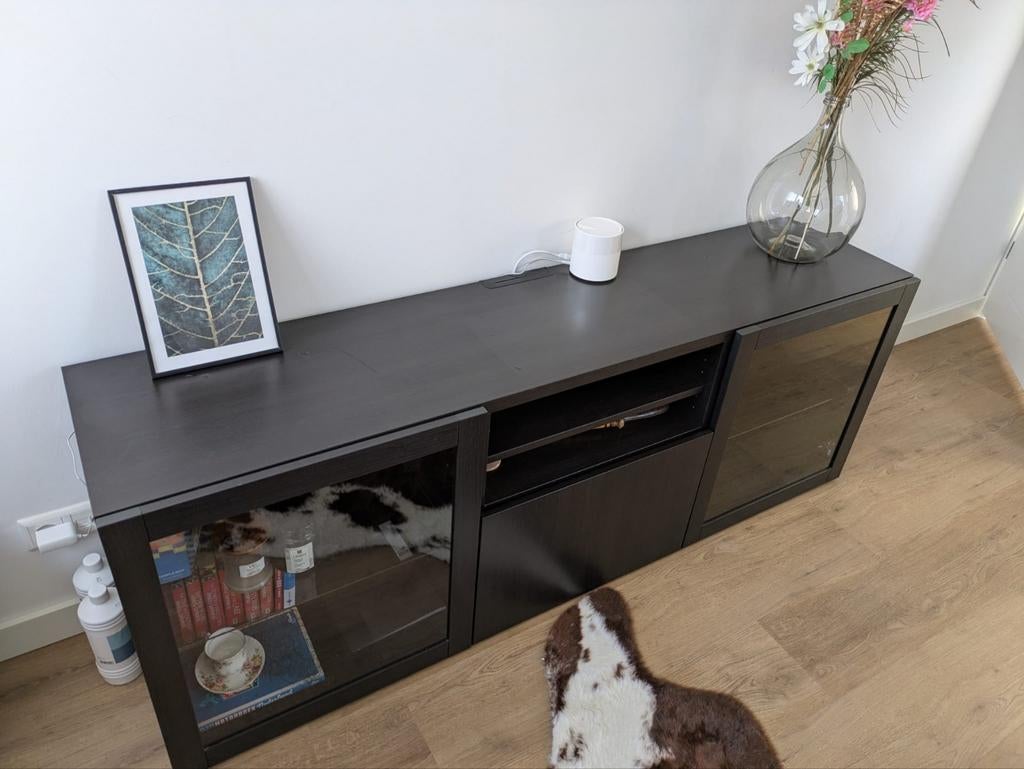 Dressoir zwart tv meubel, Huis en Inrichting, Kasten | Dressoirs, Ophalen, Zo goed als nieuw, 25 tot 50 cm, 150 tot 200 cm