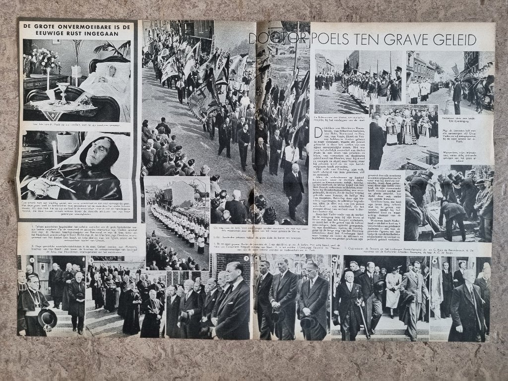 Begrafenis Limburgse priester Henri Poels in Venray (1948), Ophalen of Verzenden, 1940 tot 1960, Knipsel(s)