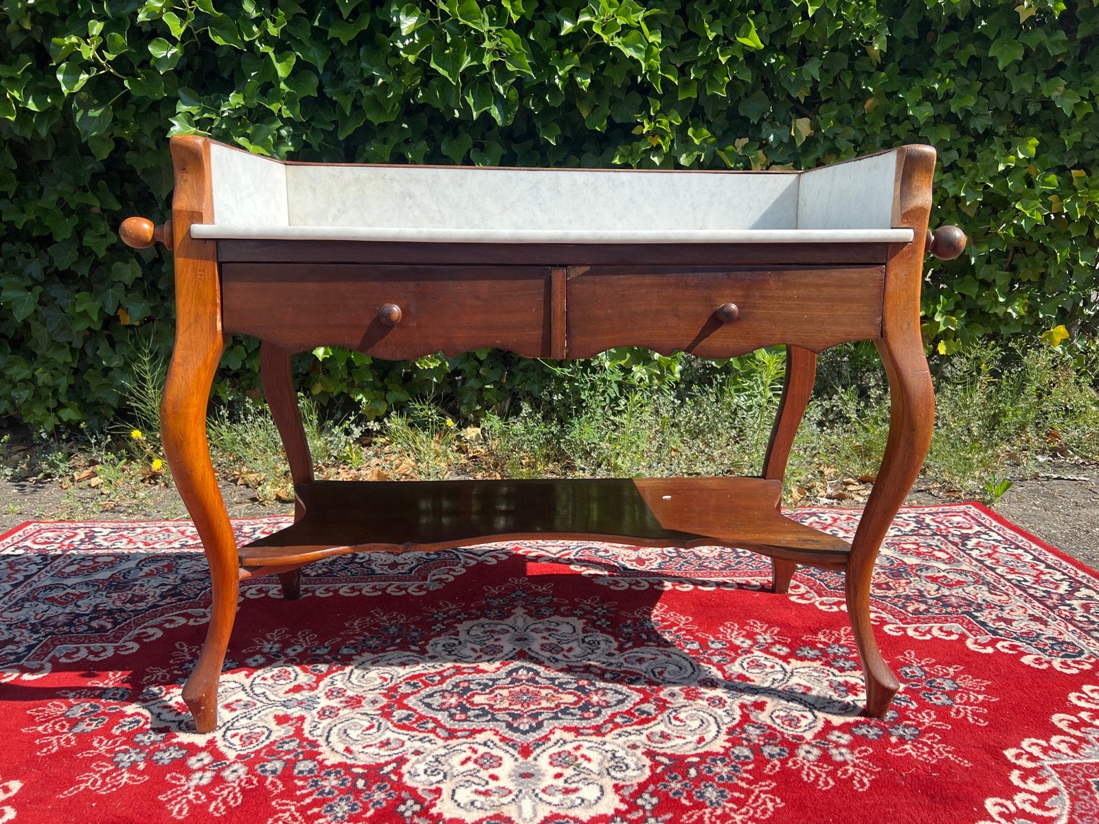Antieke wastafel met marmeren blad en lades, Ophalen