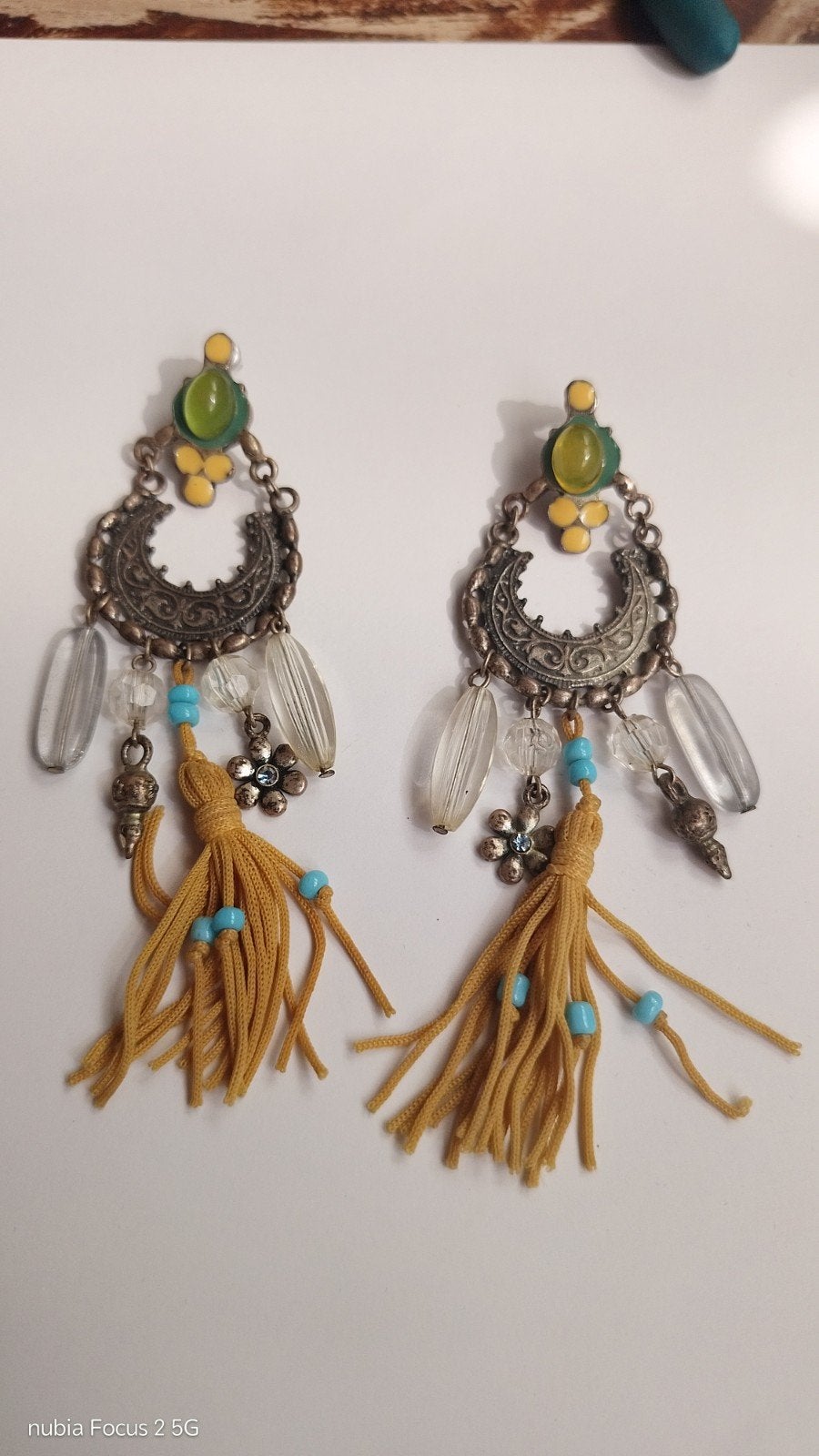 Bohemian Oorbellen met Kwastjes en Kralen, Sieraden, Tassen en Uiterlijk, Oorbellen, Overige materialen, Geel, Ophalen of Verzenden
