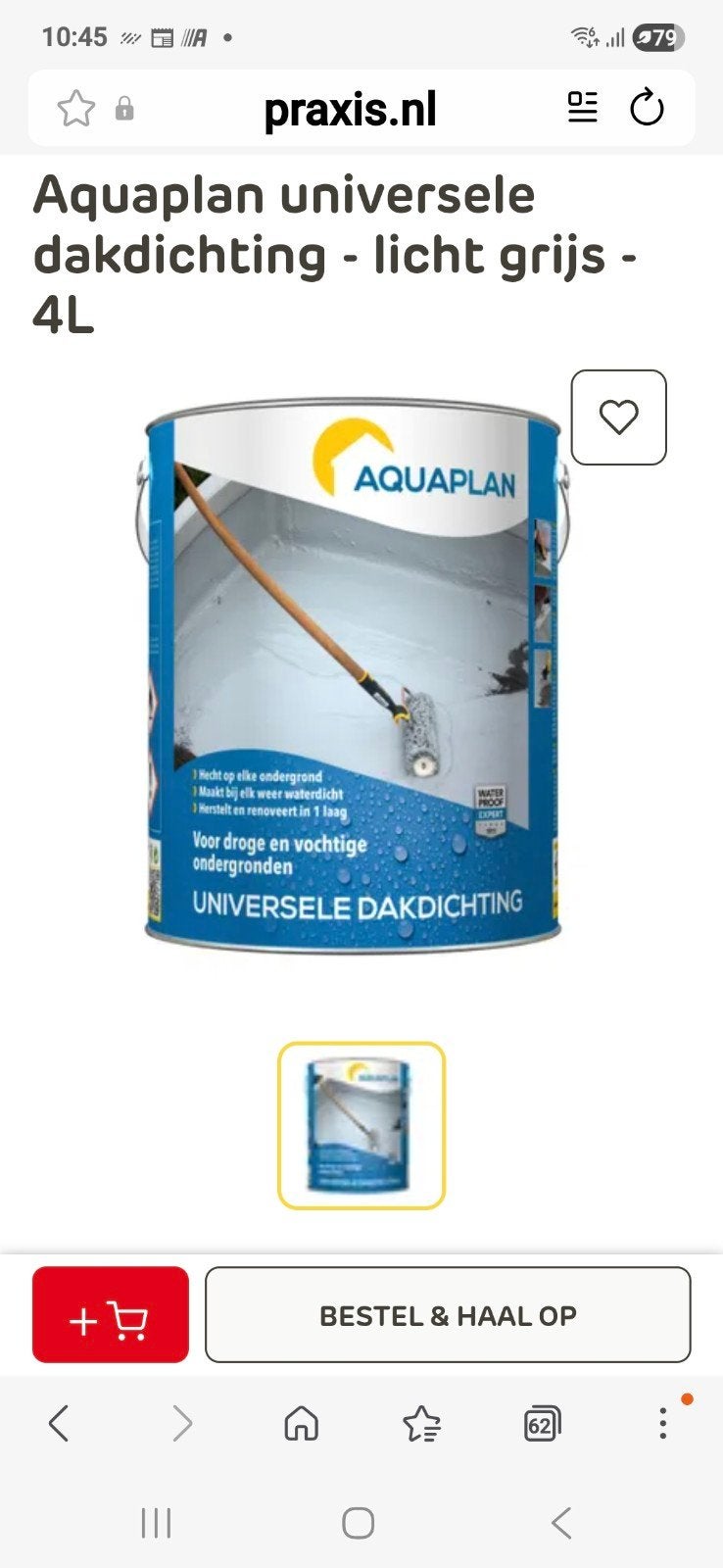 NIEUW Aquaplan Universele Dakdichting - Licht Grijs - 4L, Ophalen, Nieuw, Verf, Grijs