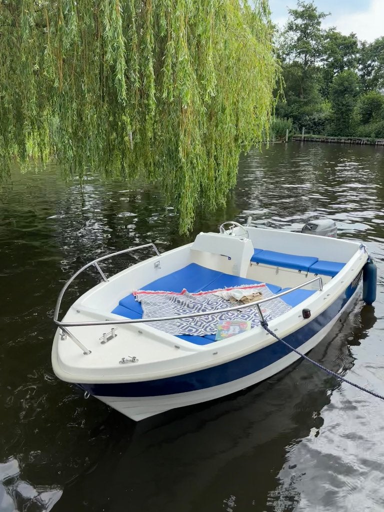 Topcraft boot met 9.9pk motor en trailer, ligplaats Aalsmeer, Zonnedek, Gebruikt, Buitenboordmotor, Polyester