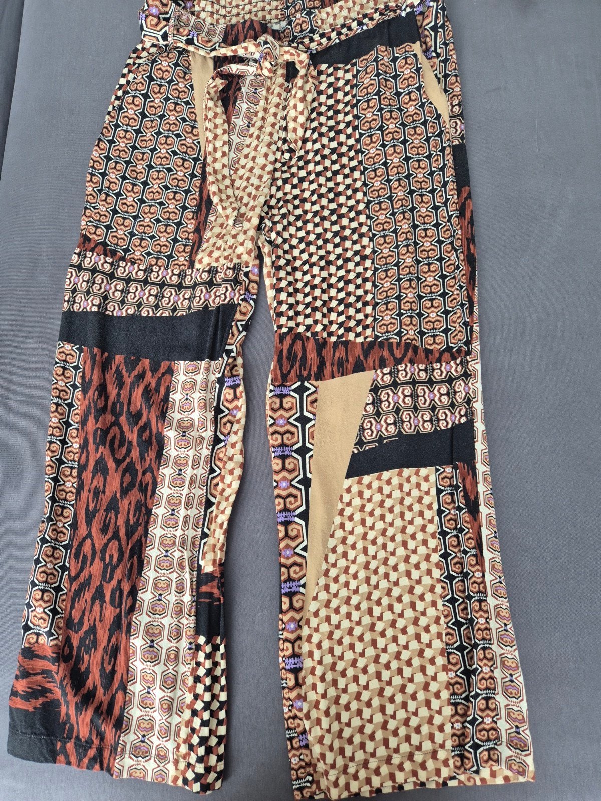 Tramontana Viscose Broek met Patchwork Print, Bruin, Tramontana, Maat 46/48 (XL) of groter, Ophalen of Verzenden