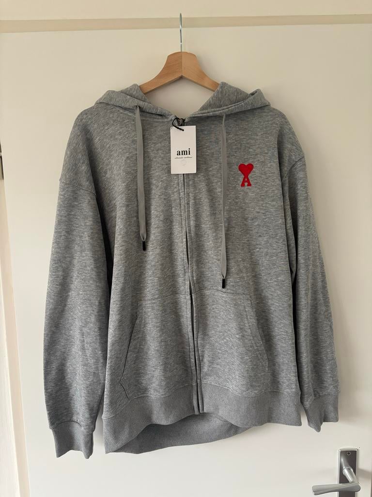 AMI Paris Hoodie Grijs Heren Maat L, Ophalen of Verzenden, Zo goed als nieuw, Maat 52/54 (L), Grijs