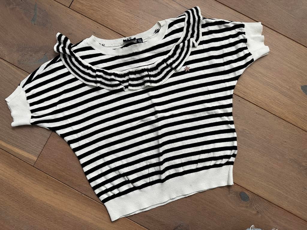 Like Flo T-shirt 122/128 zwart wit gestreept, Meisje, Ophalen of Verzenden, Zo goed als nieuw, Shirt of Longsleeve
