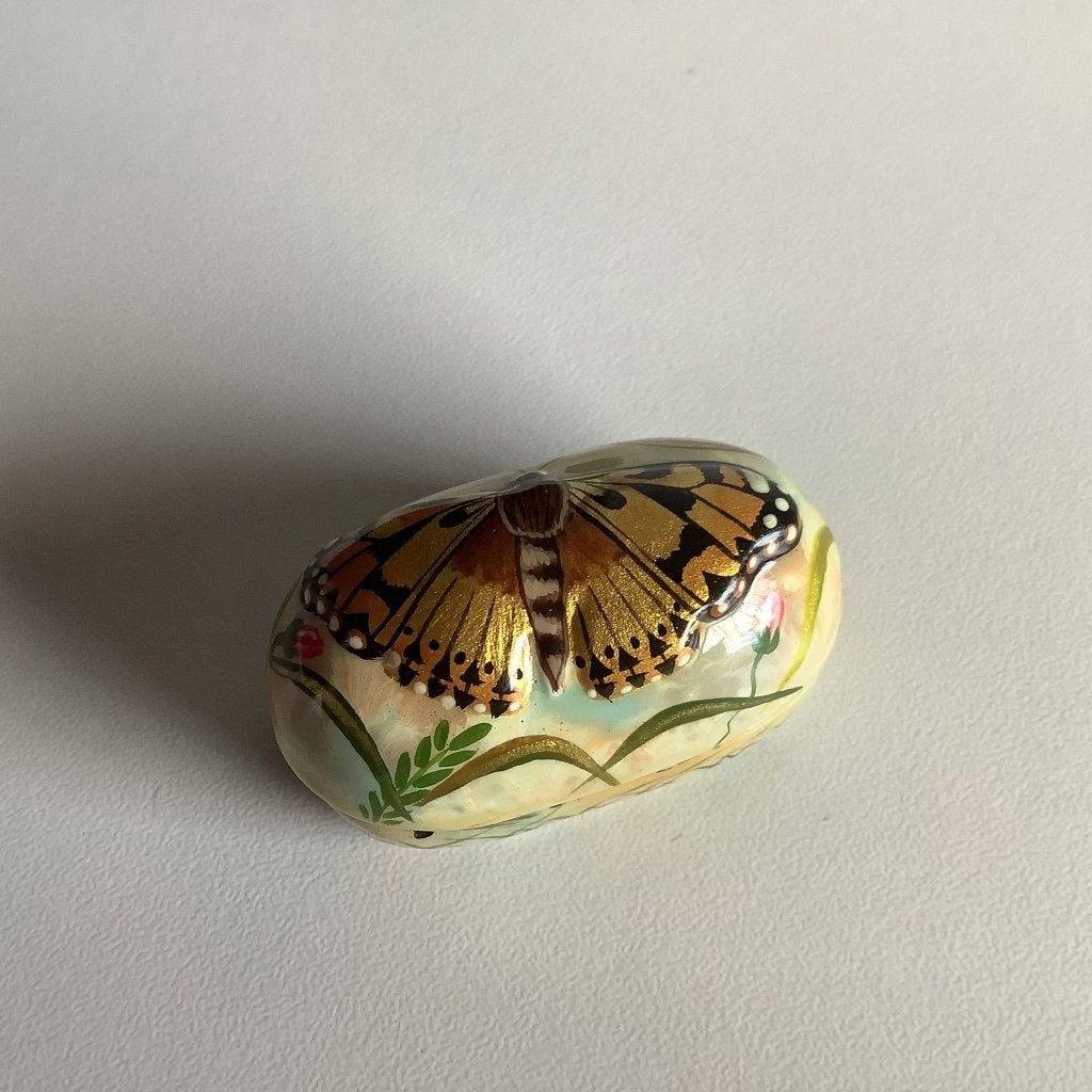 vintage Russisch lakwerk doosje met vlinder, Antiek en Kunst, Curiosa en Brocante, Ophalen of Verzenden