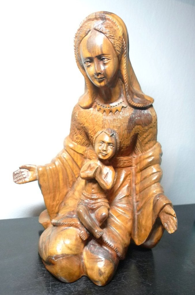 Madonna met Kind  olijfhout 75 jaar oud, Antiek en Kunst, Antiek | Religie, Ophalen of Verzenden