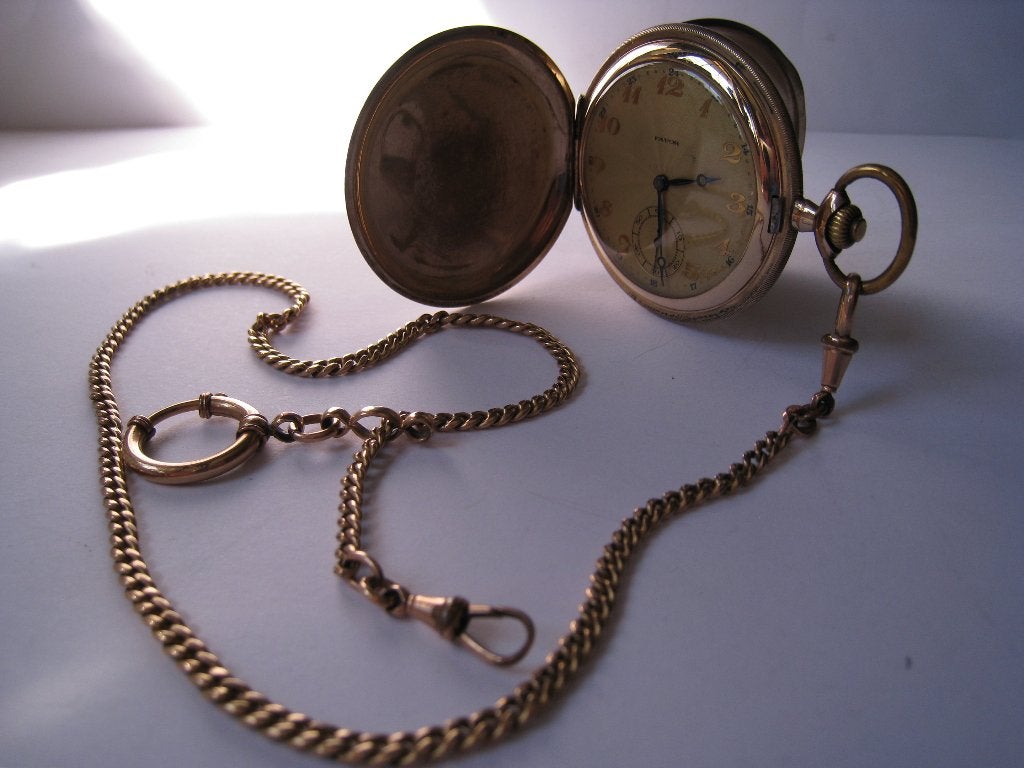 ANTIEK PRACHTIG ZAK HORLOGE merk FAVOR MET LANG KETTING., Verzenden