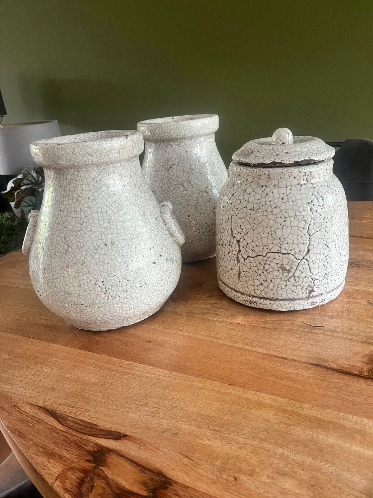 Set van 3 decoratieve craquelé potten/vazen, Antiek en Kunst, Ophalen