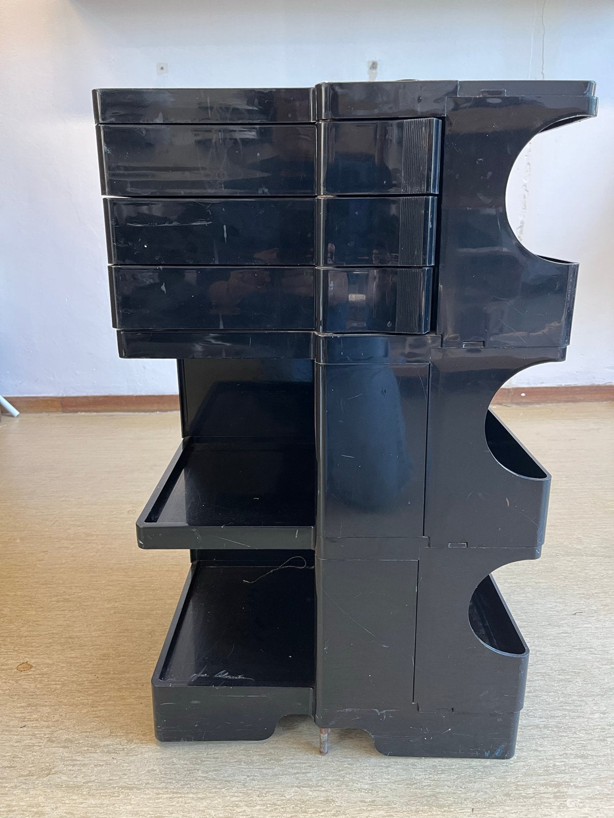 Vintage Joe Colombo Boby Trolley - Zwart, 3 Lades, Ophalen, Gebruikt