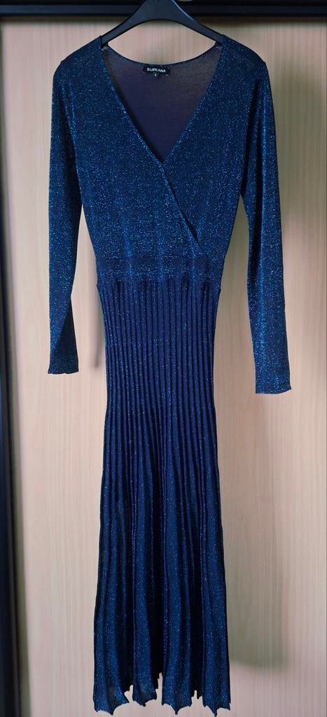 Surkana Donkerblauwe Glitter Jurk, Kleding | Dames, Jurken, Blauw, Ophalen of Verzenden, Zo goed als nieuw, Knielengte
