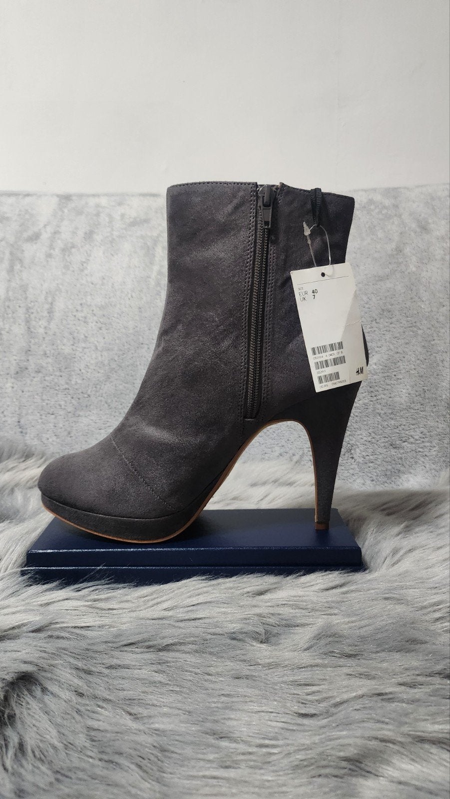 Nieuwe grijze enkellaarsjes met hak, maat 40, H&M, Lage of Enkellaarzen, Nieuw, Ophalen of Verzenden