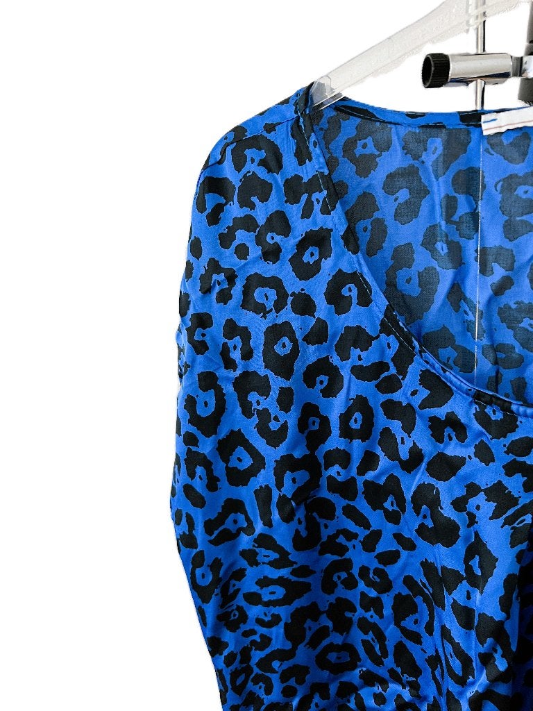Aaiko Madrid jurk XL (= 42) kobaltblauw met luipaard motief, Aaiko, Maat 46/48 (XL) of groter, Zo goed als nieuw, Knielengte