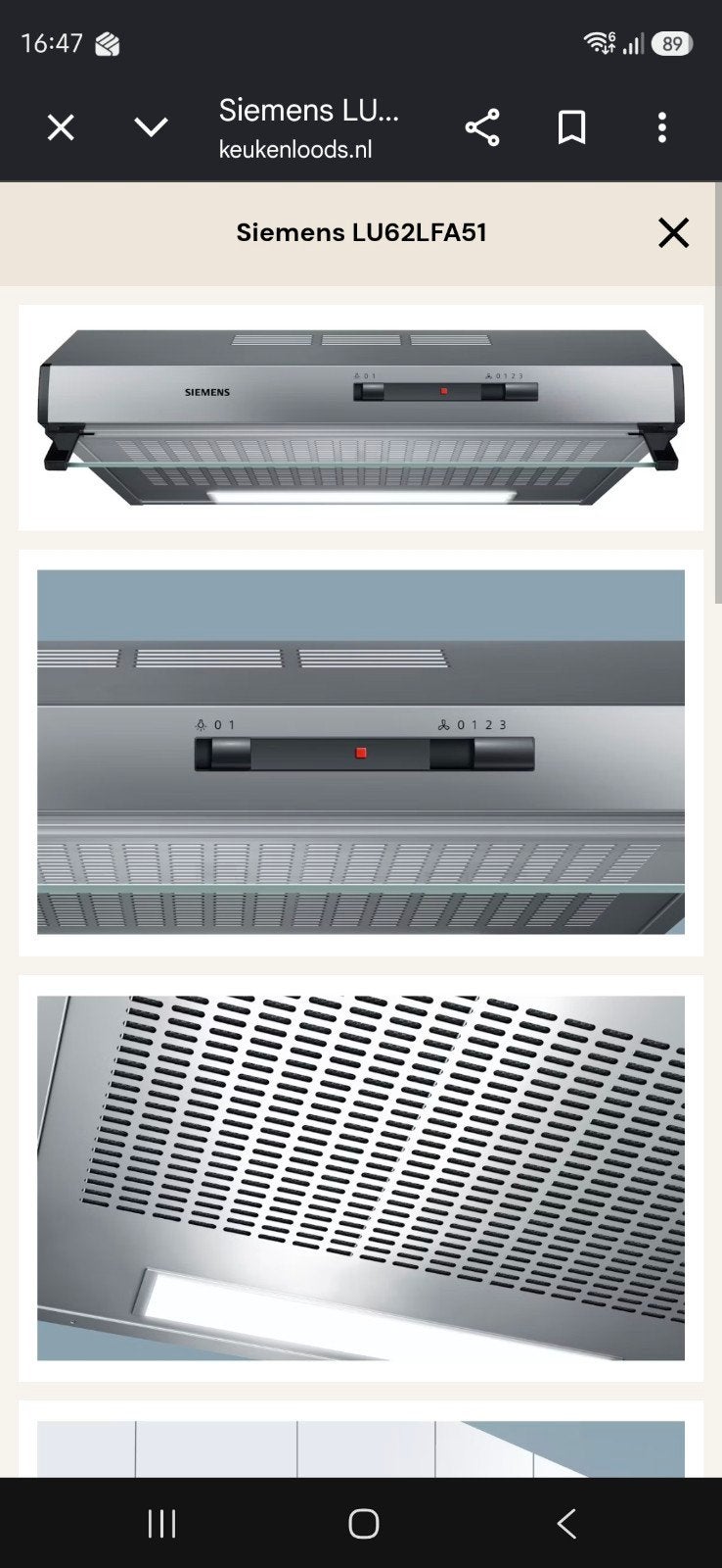 Nieuw Siemens IQ 100  type:LU62LFA51  onderbouw afzuigkap 60, Witgoed en Apparatuur, Ophalen of Verzenden, Nieuw, Inbouw, Onderbouw afzuigkap