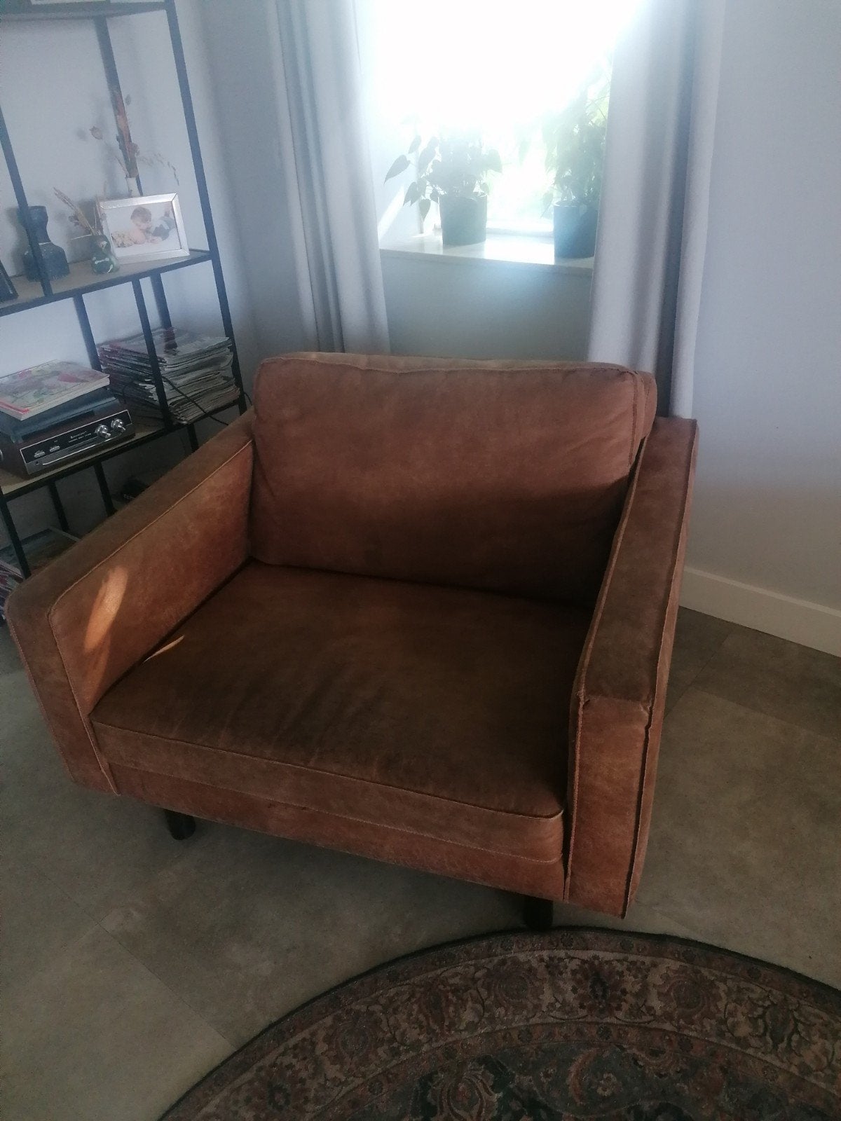 Comfortabele bruine loveseat, Huis en Inrichting, Fauteuils, Ophalen, Gebruikt, 75 tot 100 cm, Landelijk