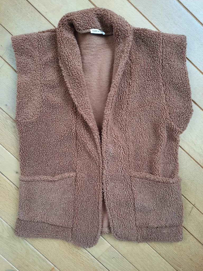 Made in Italy bodywarmer gilet bruin teddy maat L, Kleding | Dames, Bodywarmers, Maat 38/40 (M), Made in Italy, Bruin, Ophalen of Verzenden
