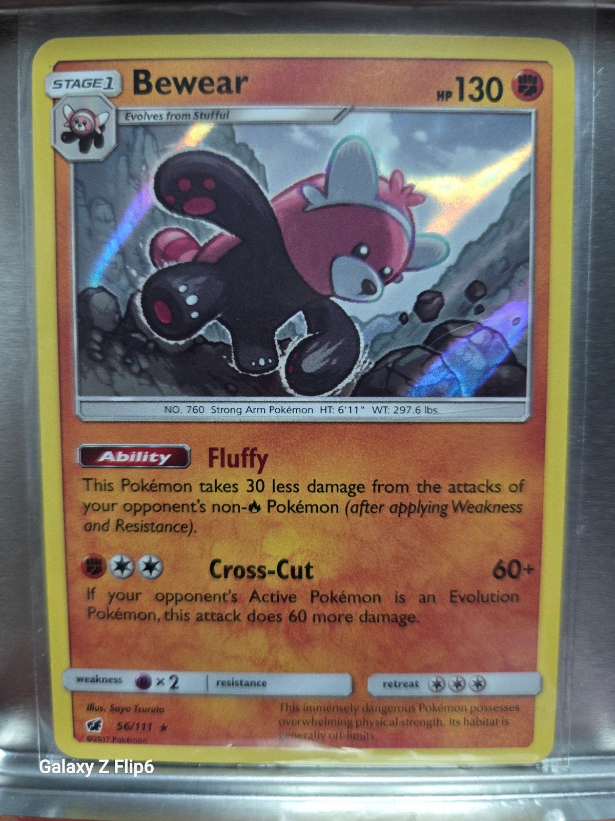 Pokémon Kaart Bewear 56/111 Sun & Moon Guardians Rising, Hobby en Vrije tijd, Ophalen of Verzenden, Zo goed als nieuw, Losse kaart