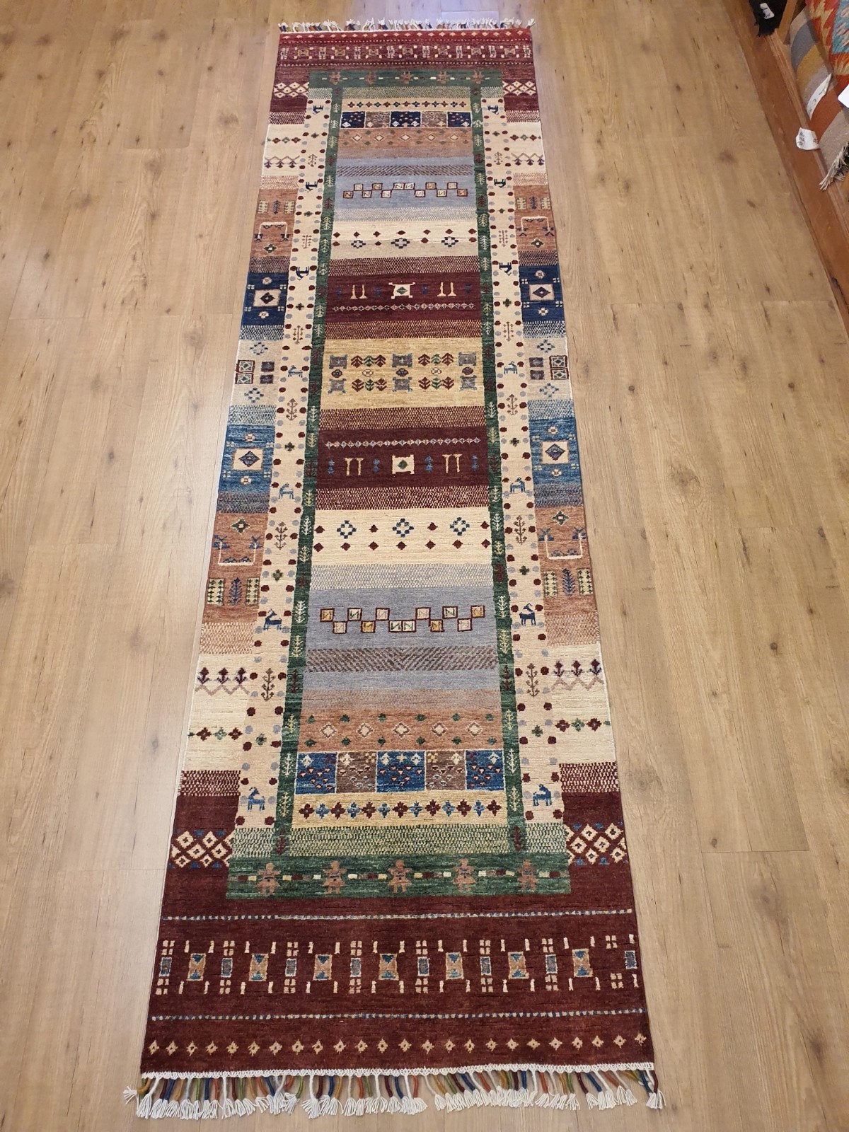 Nieuw handgeknoopt oosters tapijt loper loribaff 312x83, Info@SlatsAntiek.nl, Perzisch, Vof Slats Antiek, Crème