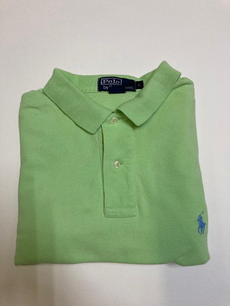 Y2K 2000S Ralph Lauren Polo – L - Lightgreen– Lightblue Pony, Kleding | Heren, Maat 52/54 (L), Ralph Lauren, Ophalen of Verzenden