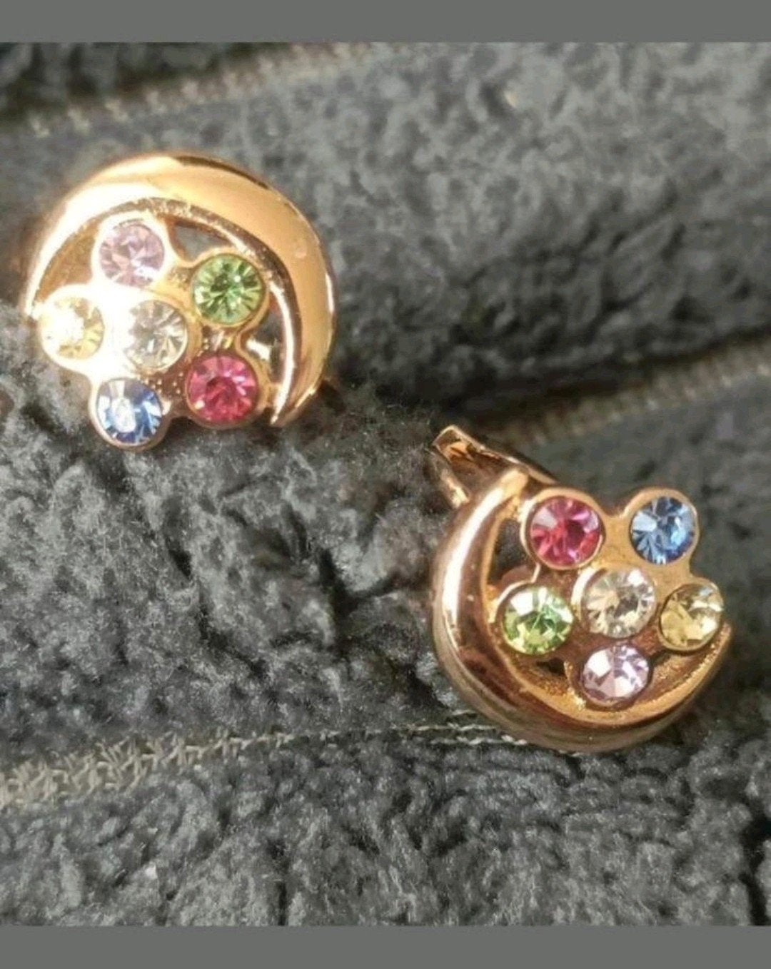 Oorbellen bloem gekleurde stenen, Verzenden, Nieuw, Goud, Hangers
