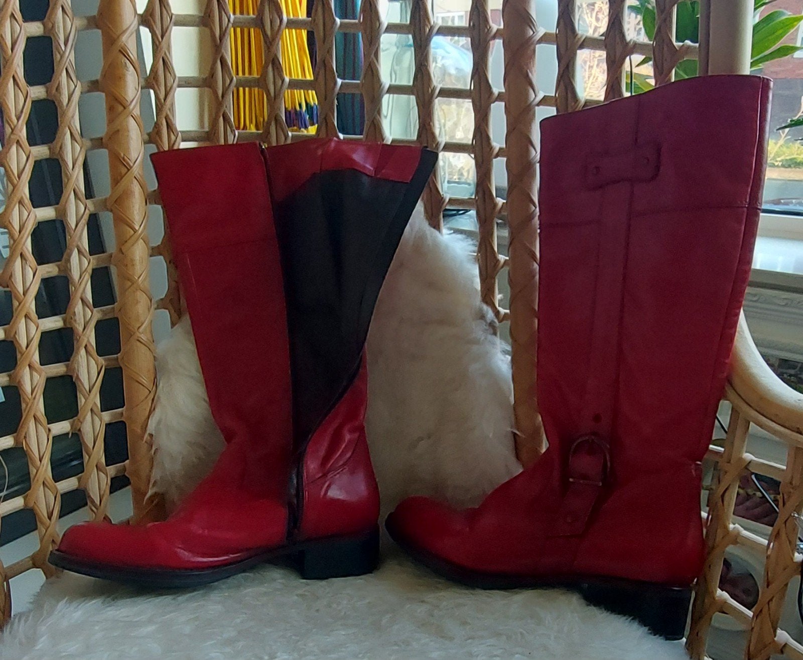 MOCCIO Rode Leren Laarzen, mt 39 - Made in Italy, Ophalen, Hoge laarzen, MOCCIO, Gedragen