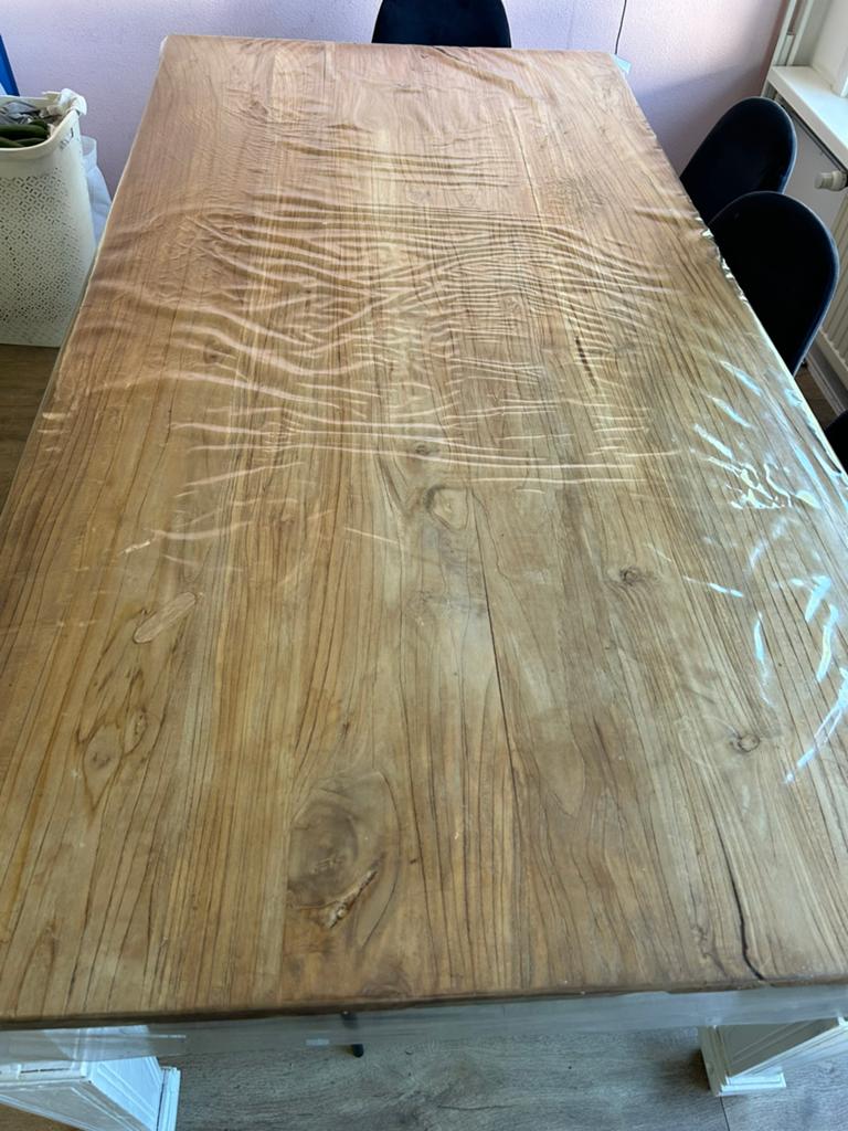 Massieve teakhouten eettafel, Ophalen, 100 tot 150 cm, Teakhout, 200 cm of meer