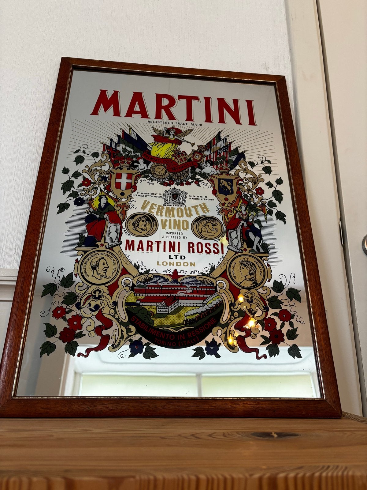 Vintage Martini Rossi spiegel - 59x41,5 cm, Ophalen, Rechthoekig, Minder dan 50 cm, Minder dan 100 cm
