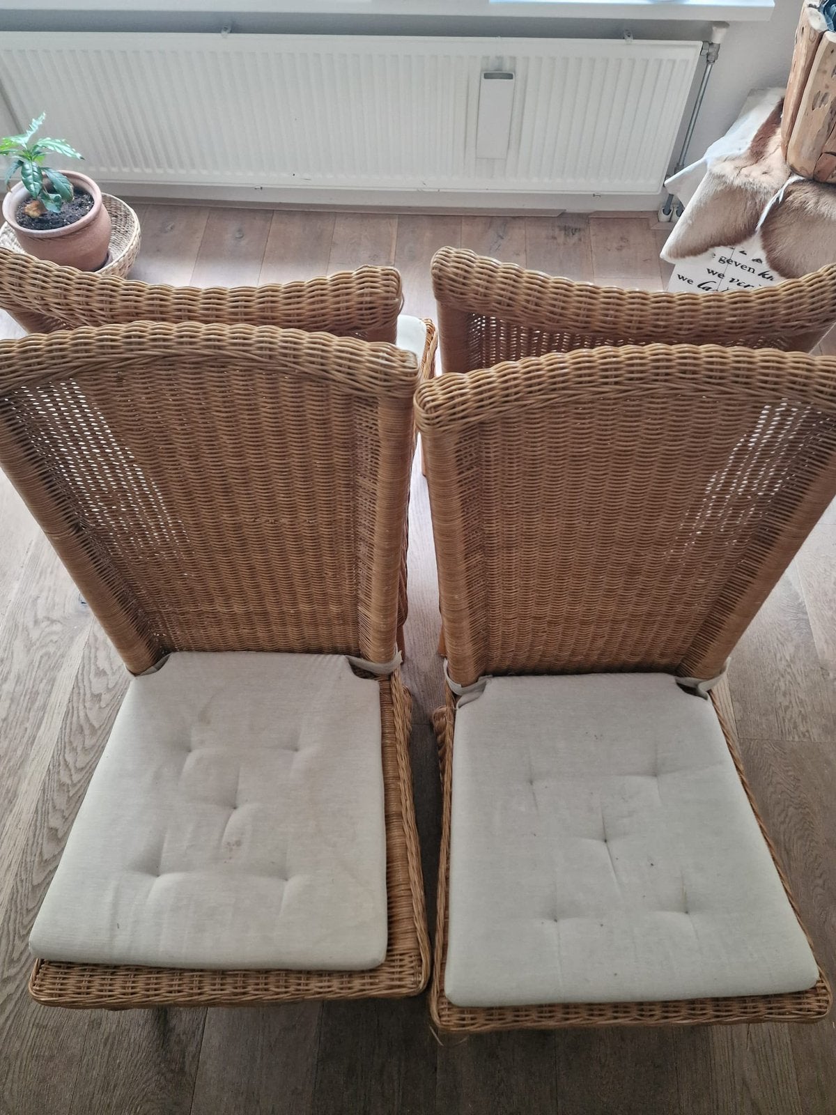 Rieten eetkamerstoelen, Ophalen, Gebruikt, Bruin, Hout