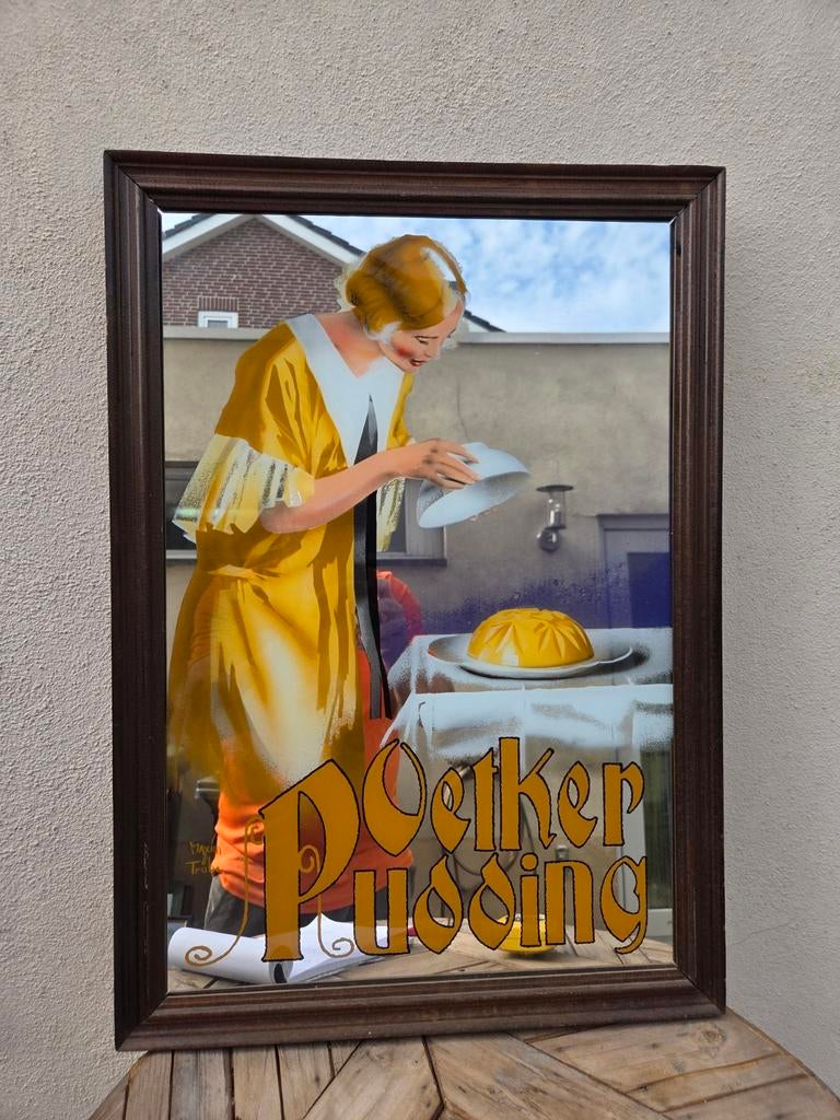 Reclamespiegel Dr. Oetker Pudding, Verzamelen, Ophalen, Zo goed als nieuw, Reclamebord