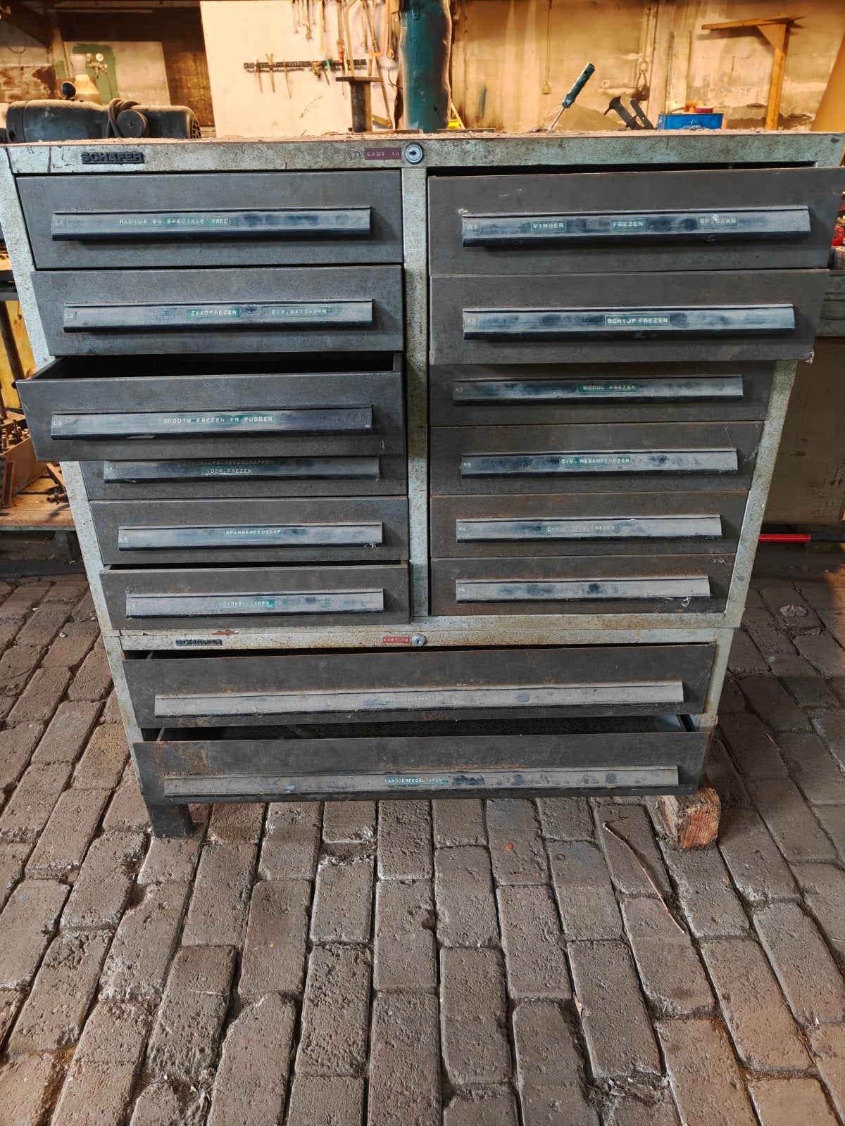 Gereedschapskast met laden, Vintage industriële kast, Huis en Inrichting, Kasten | Overige, Ophalen, Gebruikt