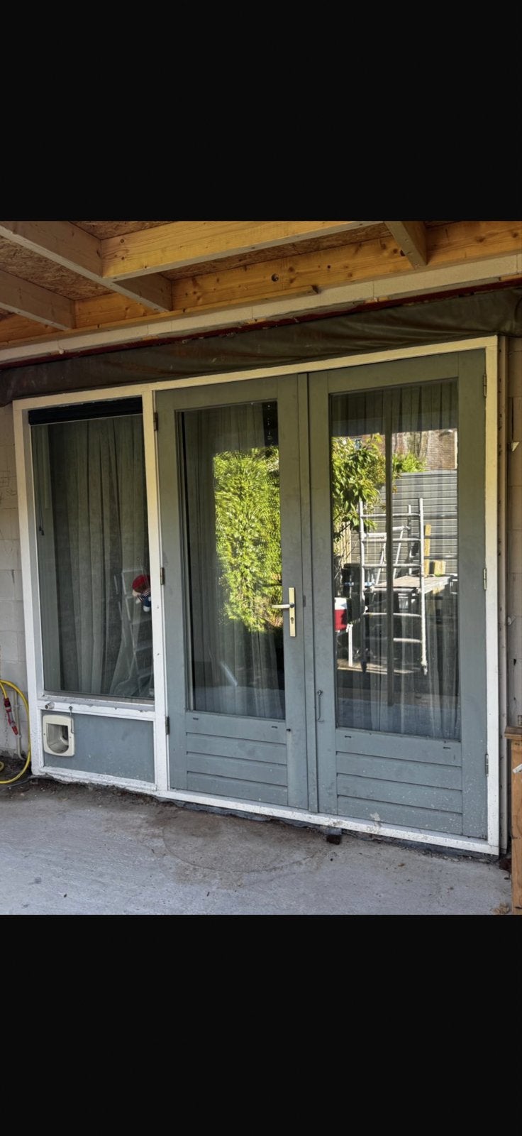 Hardhouten openslaande deurkozijn met deuren, Ophalen, Gebruikt, Buitendeur, Hout