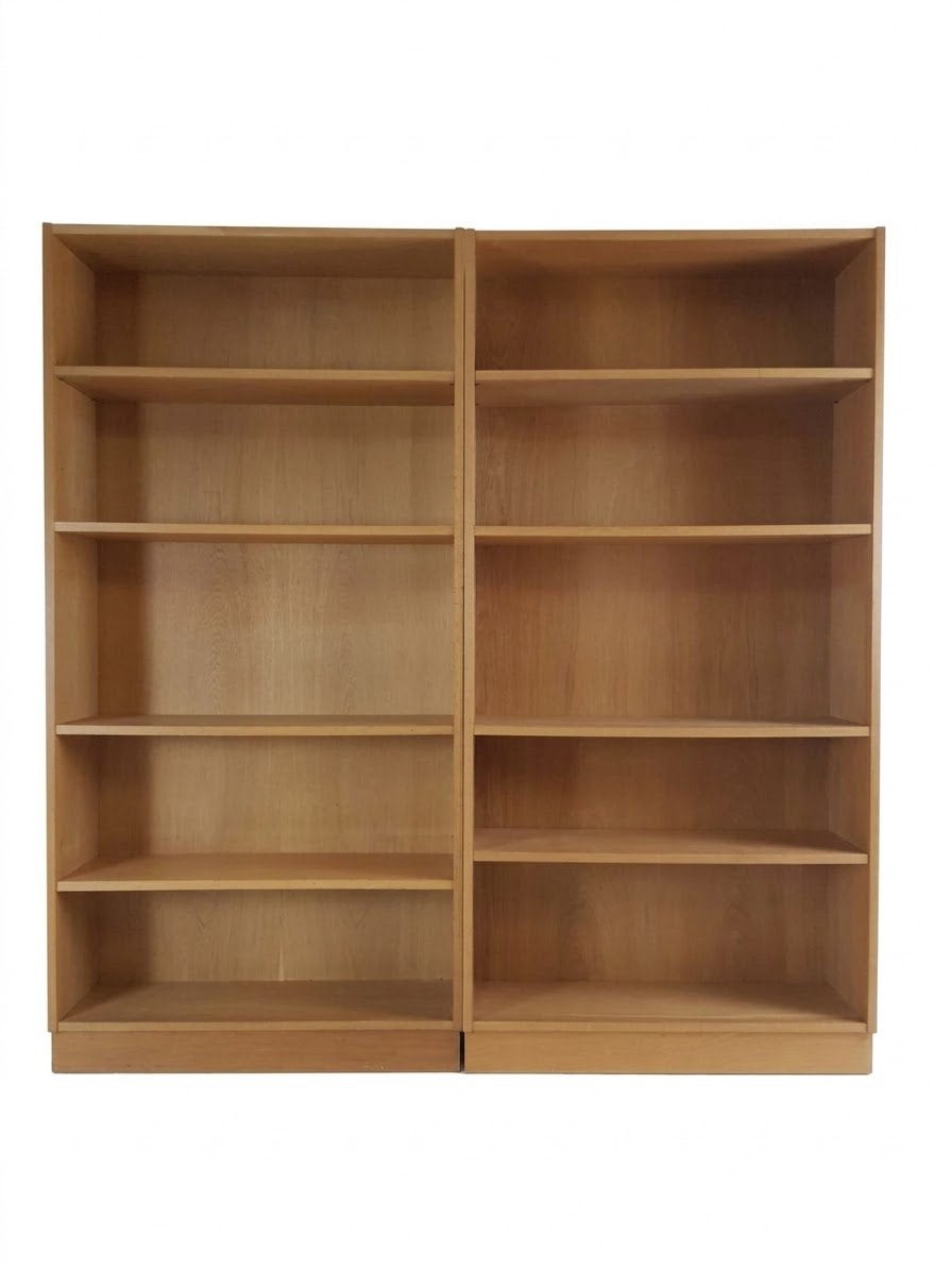 Vintage boekenkasten eiken | 2 losse Deense open kasten, Ophalen of Verzenden