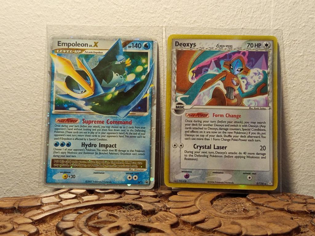 Deoxys reverse holo #5 & empoleon lv. X dp11, Ophalen of Verzenden, Gebruikt, Losse kaart, Foil