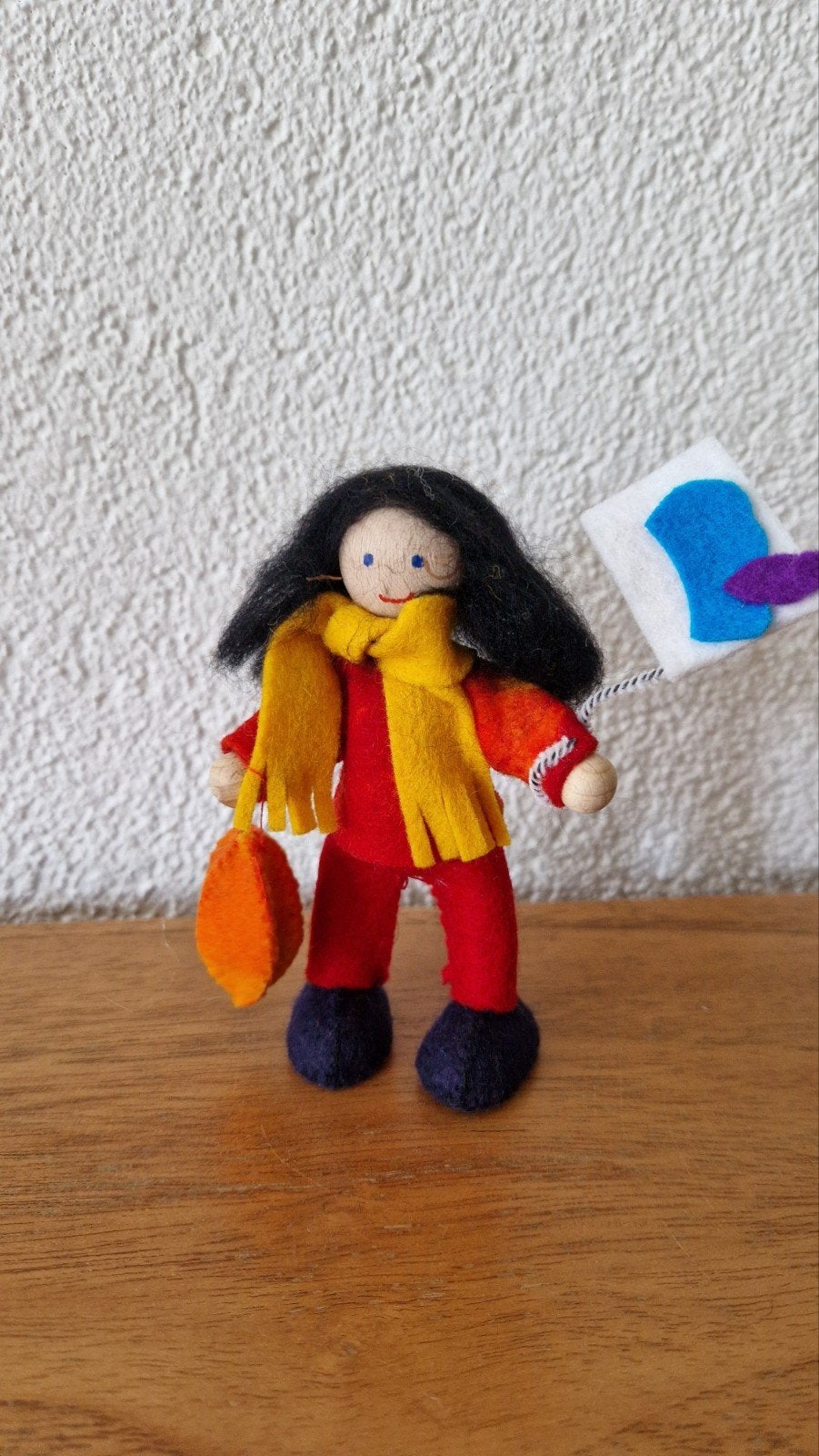 Touwpoppetje Sint Maarten wolvilt, Ophalen of Verzenden, Figuurtje(s), Wolvilt
