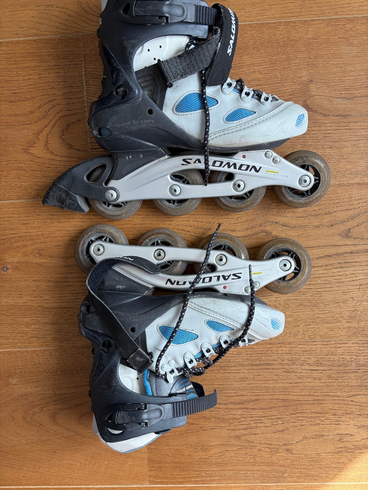 Salomon inline skates met Bauer bescherming en met tas, Ophalen, Gebruikt, Salomon, Inline skates 4 wielen