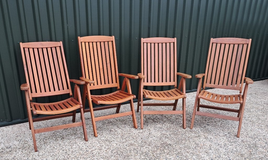 4 Allure teakhouten standenstoelen, inklapbaar, Ophalen, Gebruikt, Allure, Info@allure-furniture.nl