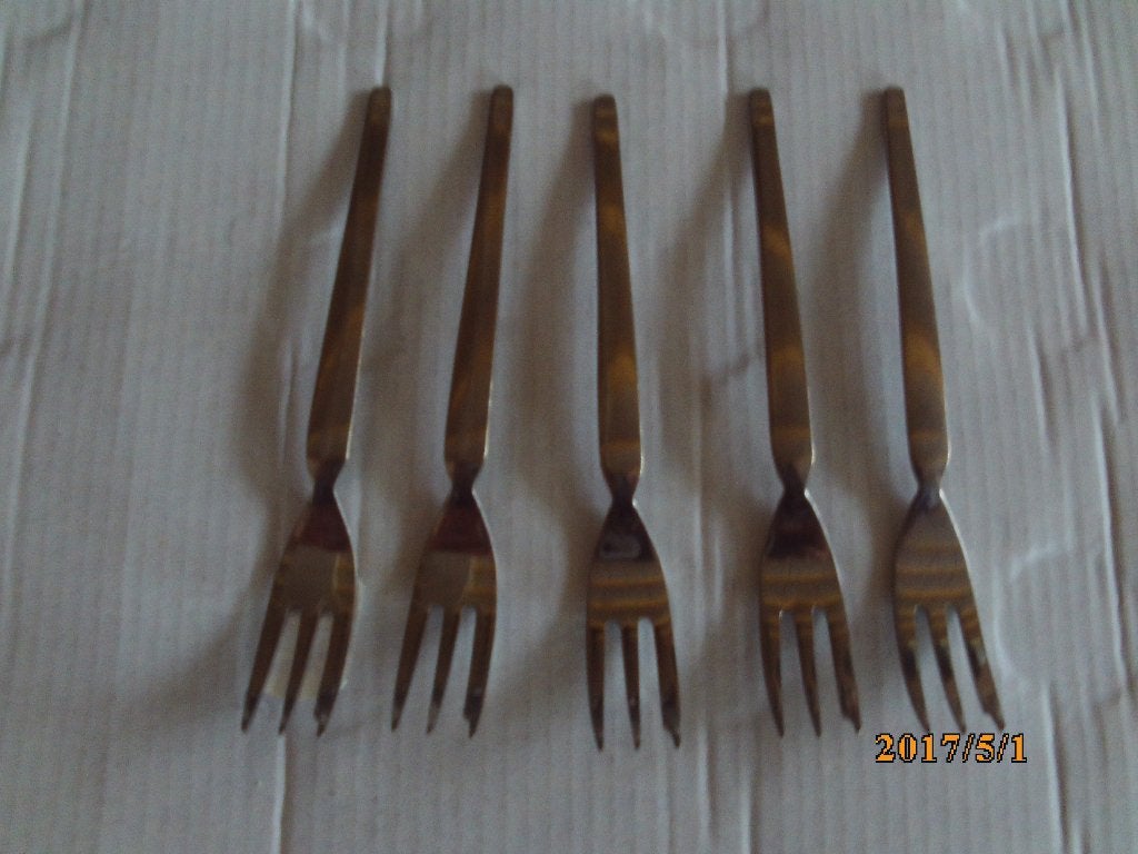 5 sola elite prelude taartvorkjes, Ophalen of Verzenden, Gebruikt, Rvs of Chroom