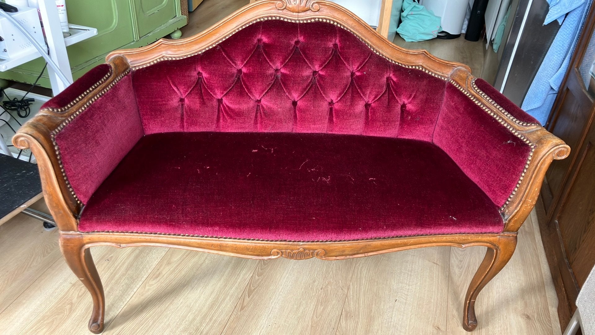 Klein bankje, king Louis stijl, Ophalen, Gebruikt, Minder dan 75 cm, Tweepersoons