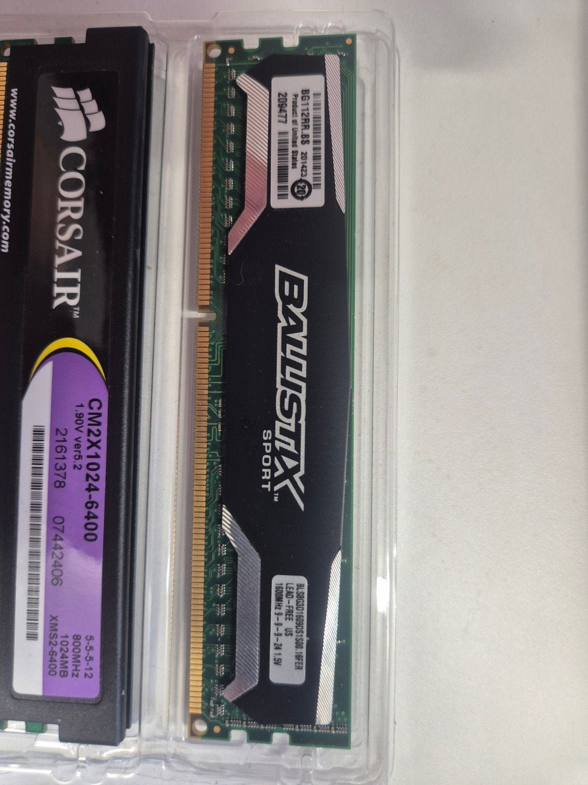 Corsair en Ballistix RAM Geheugen (DDR2 en DDR3), Computers en Software, RAM geheugen, Ophalen, Gebruikt, Server, 8 GB