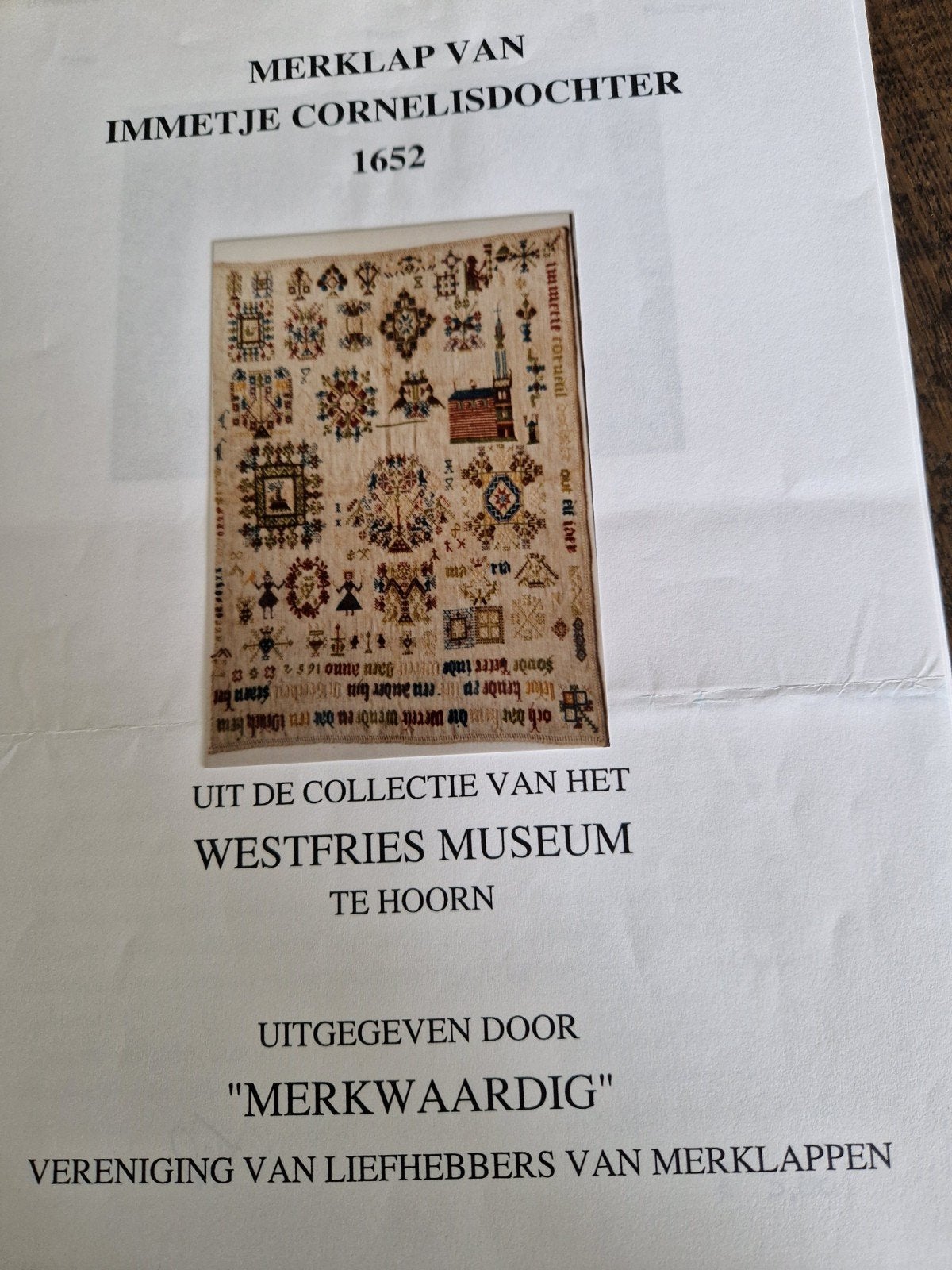 Borduurpatroon Merklap Immetje Cornelisdochter 1652, Ophalen of Verzenden, Handborduren, Patroon
