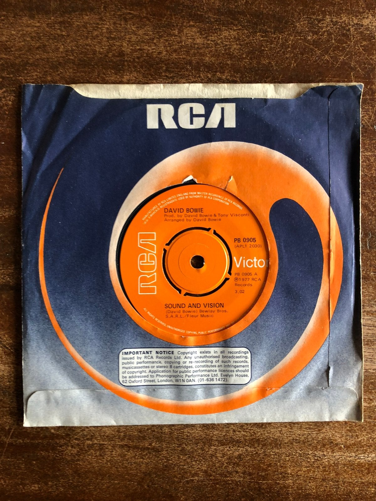 David Bowie - Sound and vision (1977), Cd's en Dvd's, Vinyl | Pop, Zo goed als nieuw, 7 inch, Ophalen of Verzenden