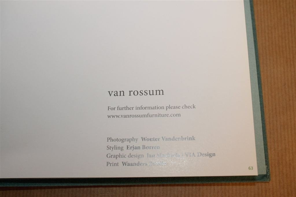 Van Rossum — Design Meubels — Interieur Fotoboek, Ophalen of Verzenden, Gelezen, Interieur en Design
